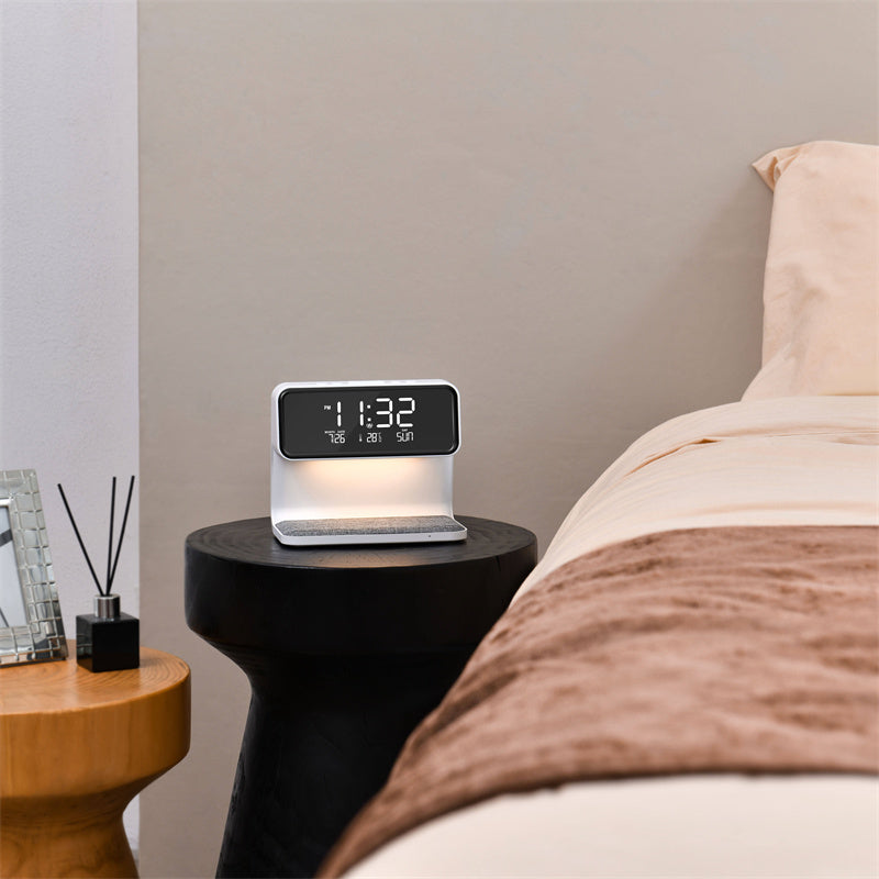 3-in-1 Bedside Lamp – Wireless Charger & Alarm Clock