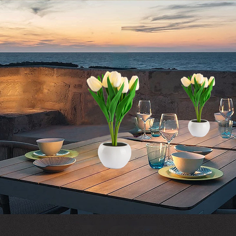 LED Tulip Flower Night Light Potted Table Lamp