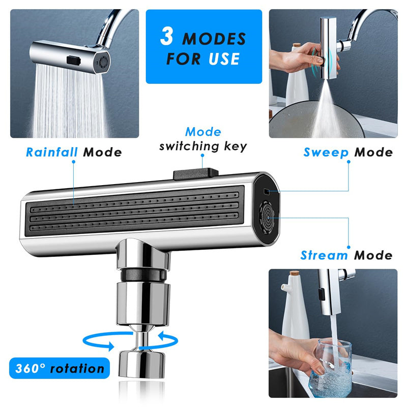 Rotating Kitchen Faucet Nozzle with Splash-Proof Bubbler