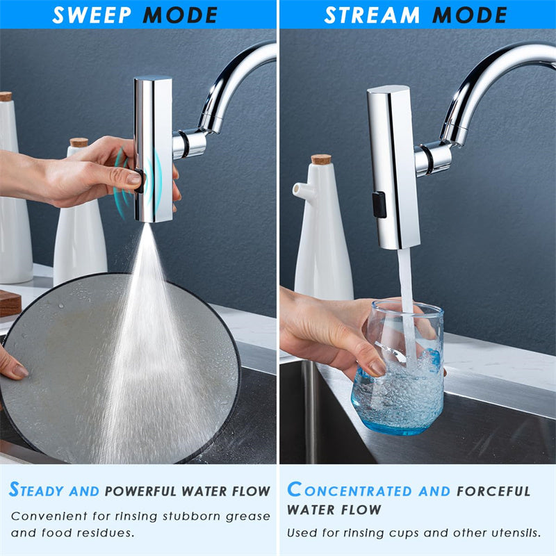 Rotating Kitchen Faucet Nozzle with Splash-Proof Bubbler
