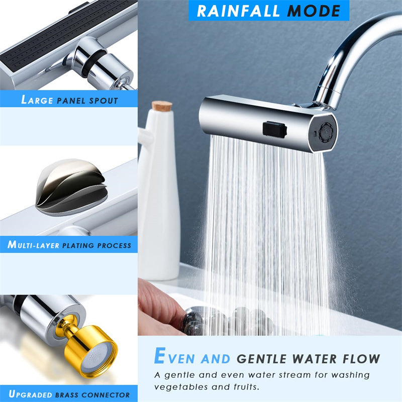 Rotating Kitchen Faucet Nozzle with Splash-Proof Bubbler