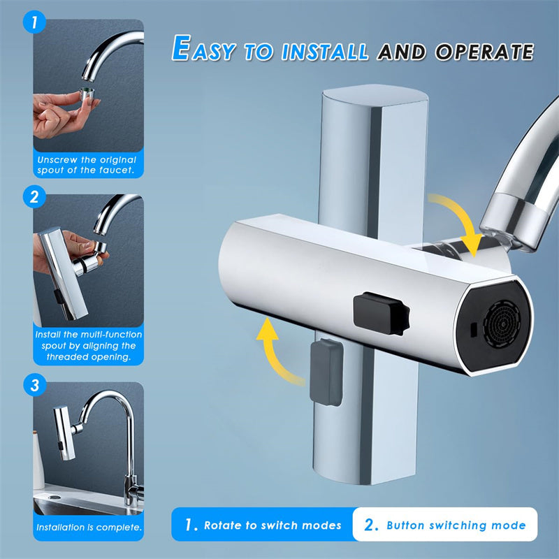 Rotating Kitchen Faucet Nozzle with Splash-Proof Bubbler