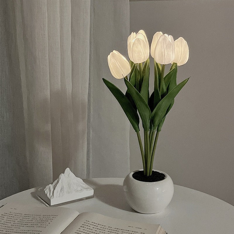 LED Tulip Flower Night Light Potted Table Lamp