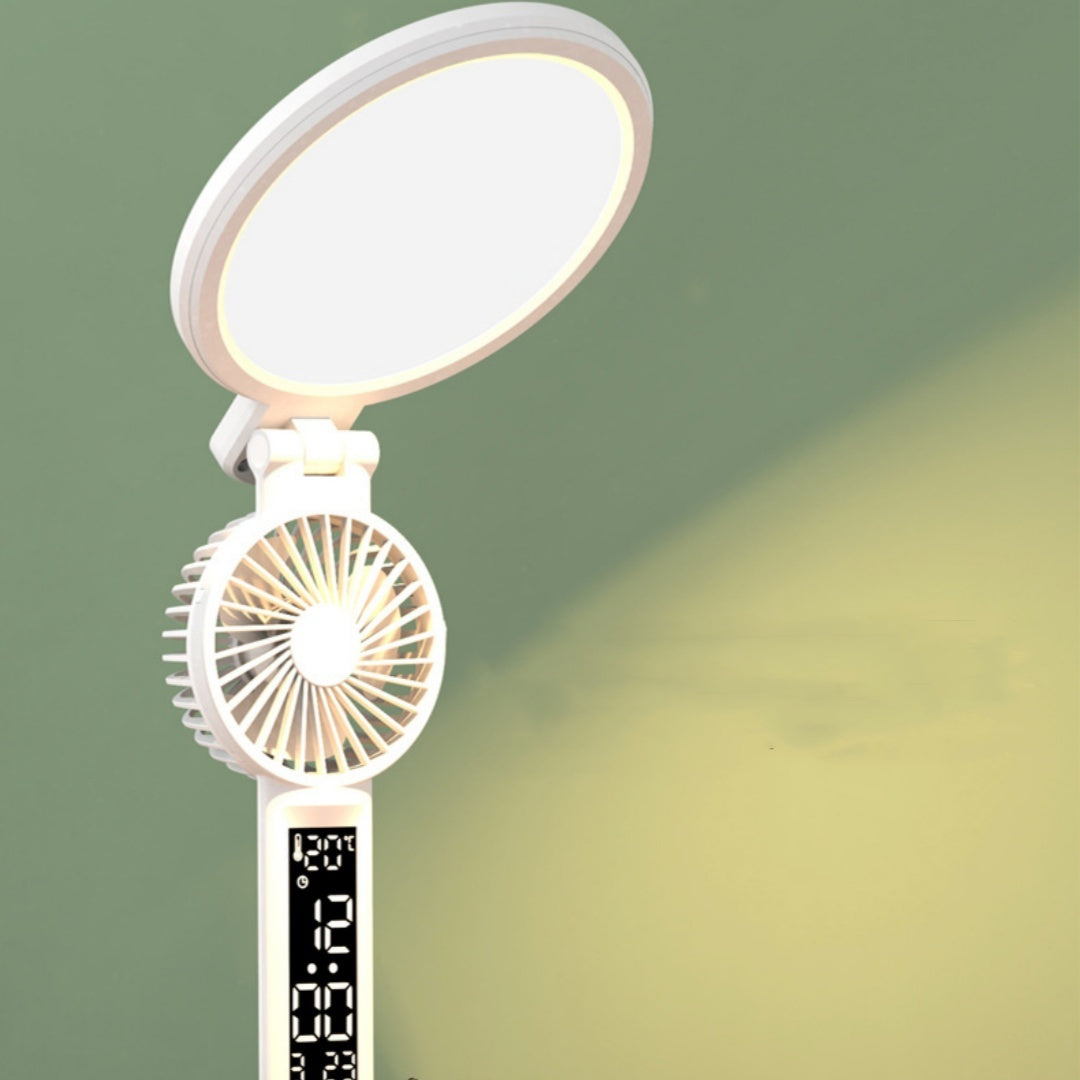 LED Desk Lamp with USB Charge & Foldable Fan