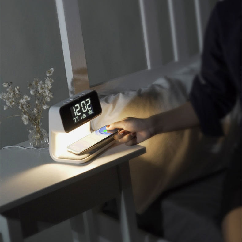 3-in-1 Bedside Lamp – Wireless Charger & Alarm Clock