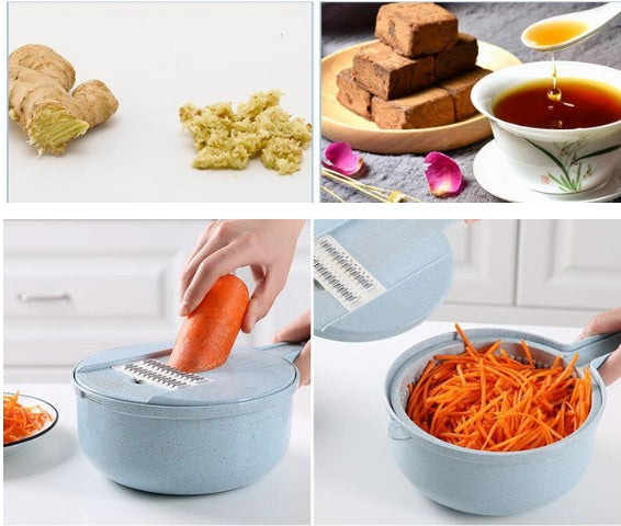 8-in-1 Vegetable Slicer and Grater with Strainer