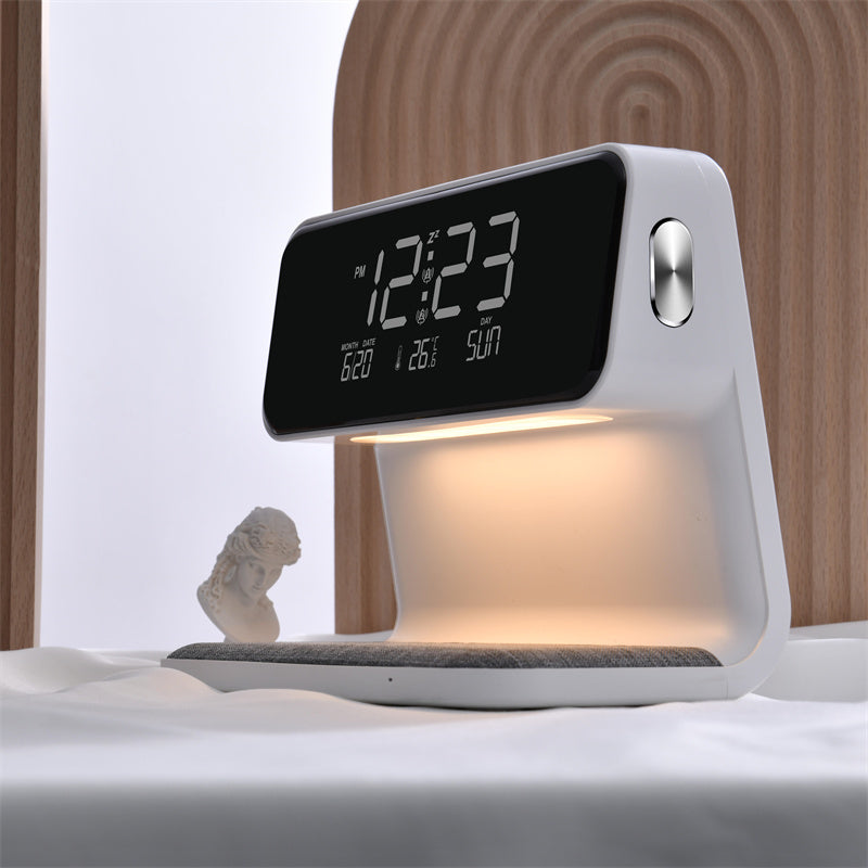 3-in-1 Bedside Lamp – Wireless Charger & Alarm Clock