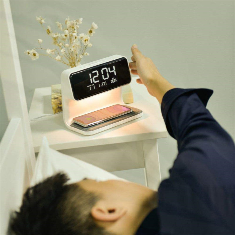 3-in-1 Bedside Lamp – Wireless Charger & Alarm Clock