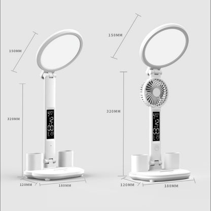 LED Desk Lamp with USB Charge & Foldable Fan