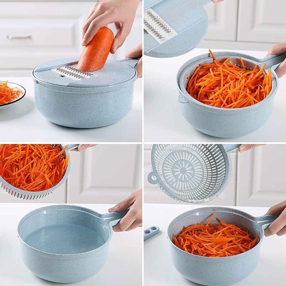 8-in-1 Vegetable Slicer and Grater with Strainer