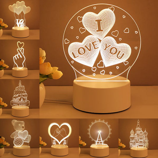 3D Acrylic LED Night Lamp USB Neon Sign