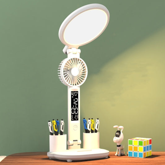 LED Desk Lamp with USB Charge & Foldable Fan