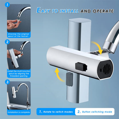 Rotating Kitchen Faucet Nozzle with Splash-Proof Bubbler