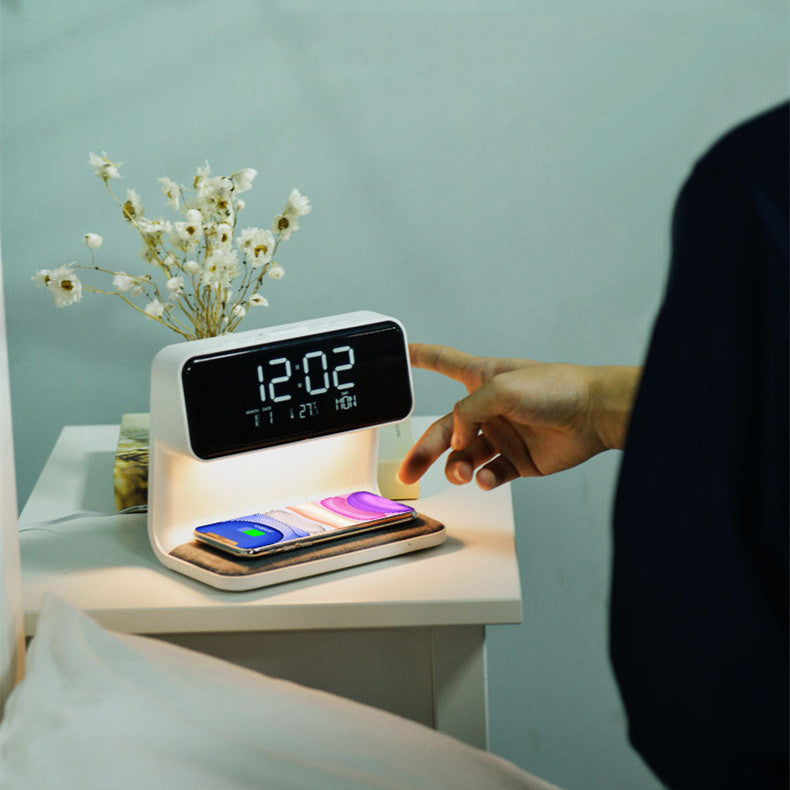 3-in-1 Bedside Lamp – Wireless Charger & Alarm Clock