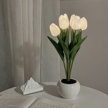 LED Tulip Flower Night Light Potted Table Lamp
